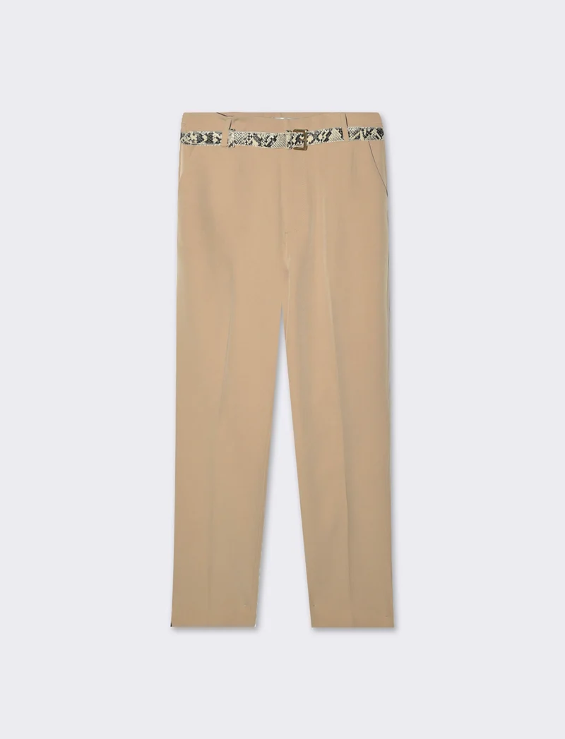Pantalone skinny con cintura da donna - Beige