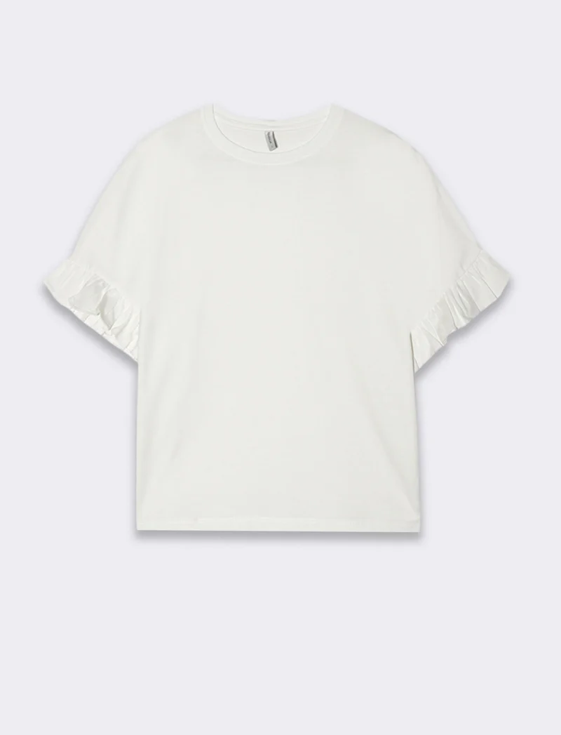 T-shirt con ruches da donna - Bianco latte