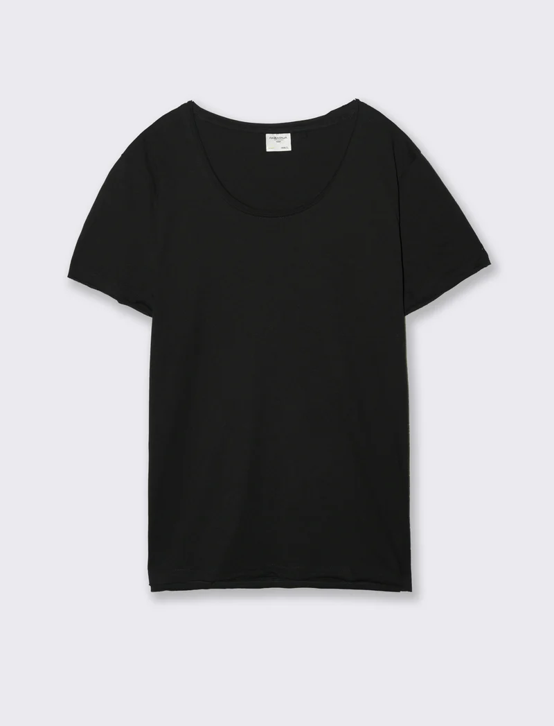 T-shirt scollo ampio regular fit da uomo - Nero