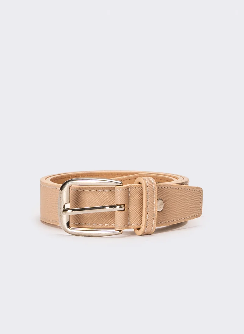 Cintura bambino in saffiano - Marrone