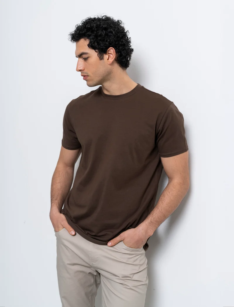 T-shirt basic in cotone premium regular fit da uomo - Moro