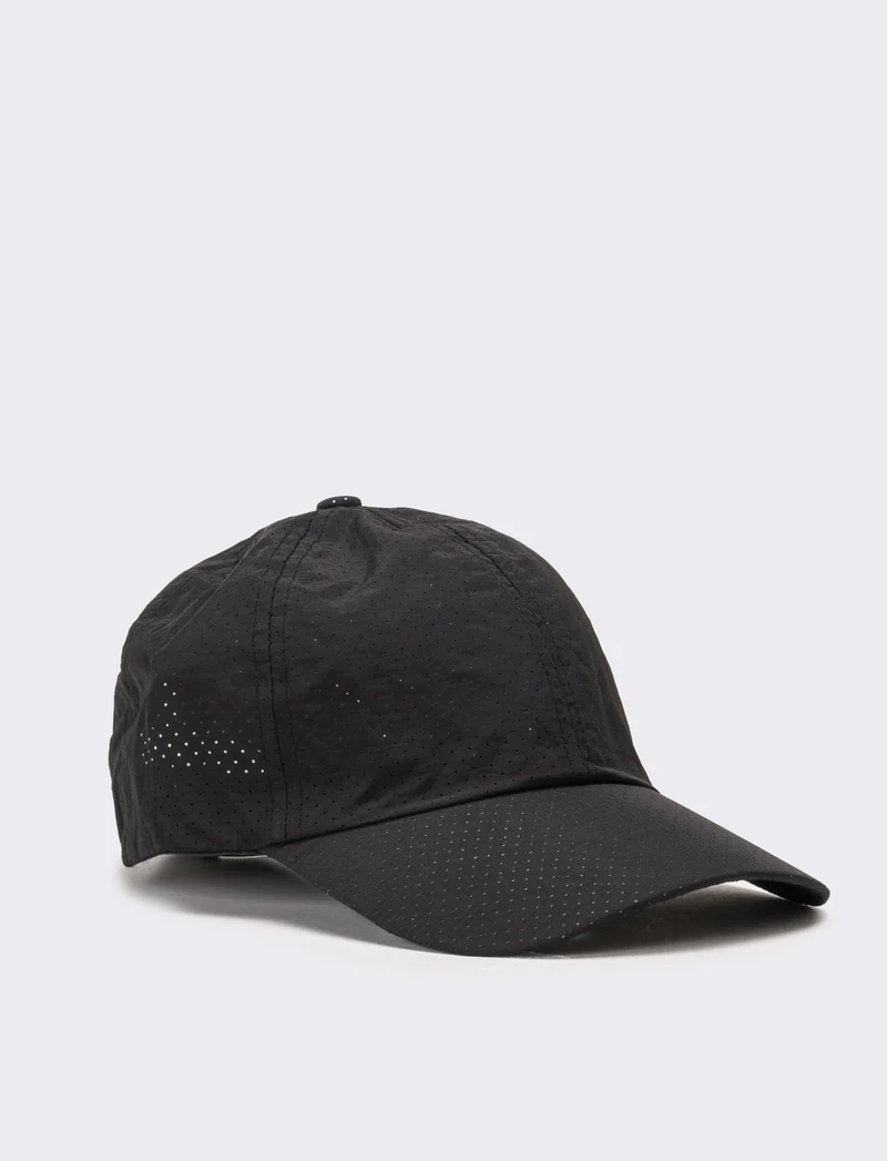 Cappello uomo baseball traforato in nylon - Nero