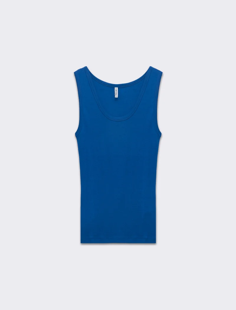 Top canottiera basico da donna - Azzurro