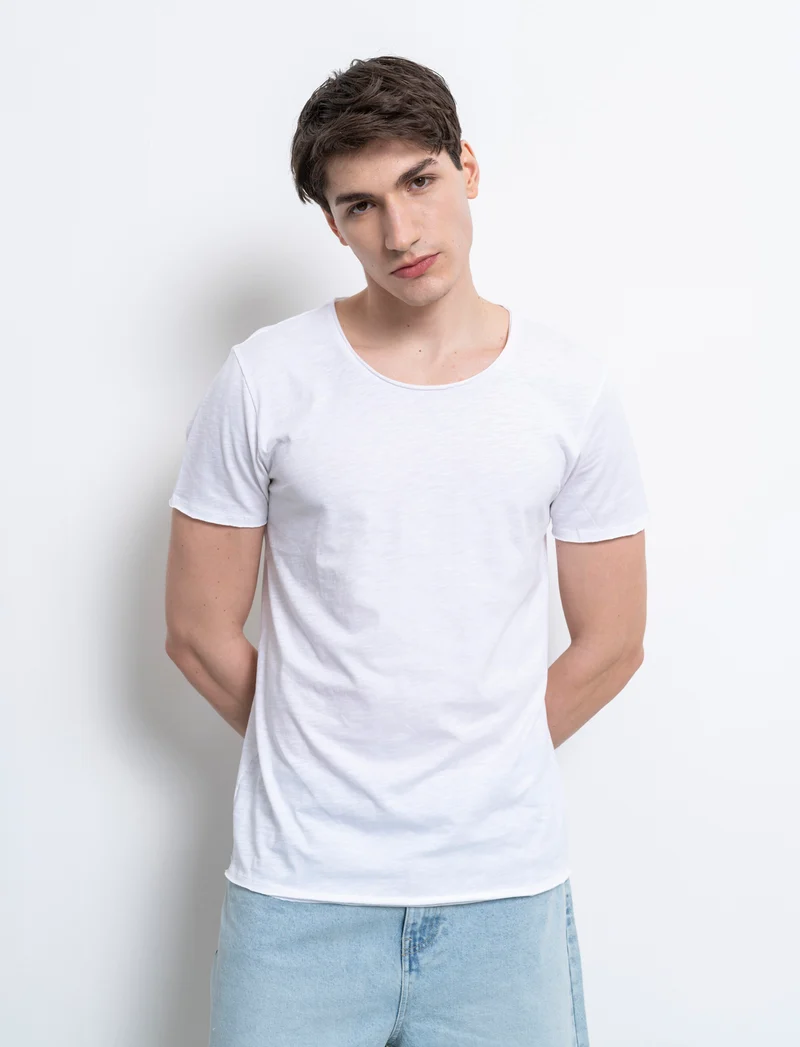 T-shirt cotone slub regular fit da uomo - Bianco