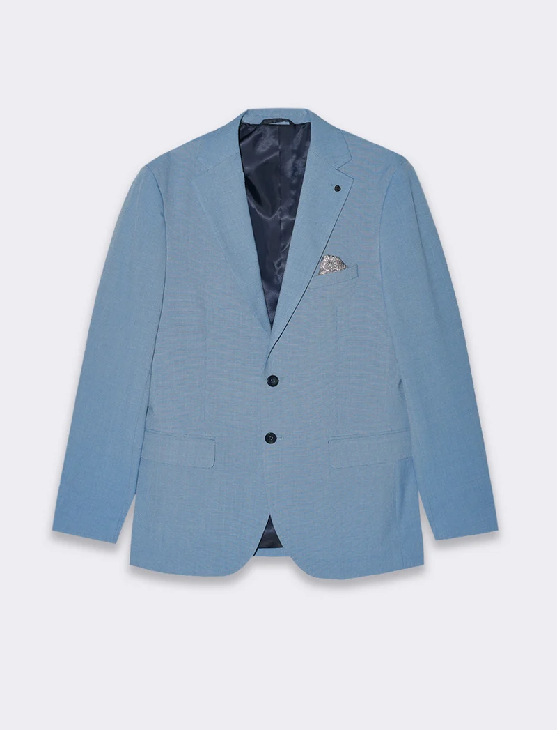 Blazer da completo effetto fil a fil da uomo - Celeste