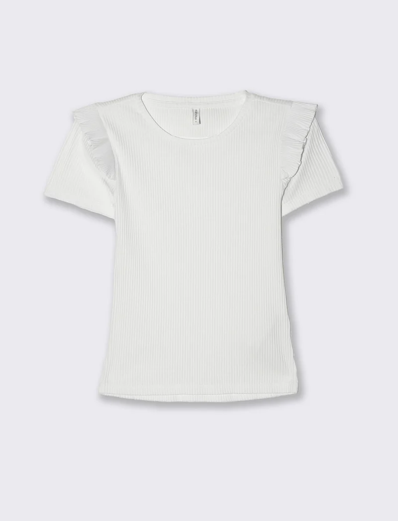 T-shirt a coste da donna - Bianco latte